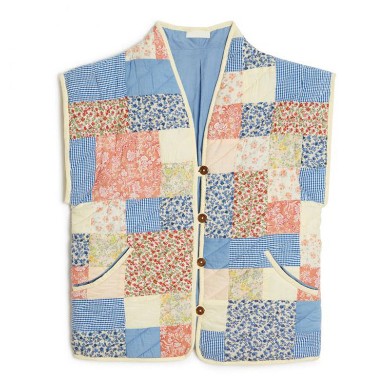 Women Printed Retro Cotton Padded Cardigan