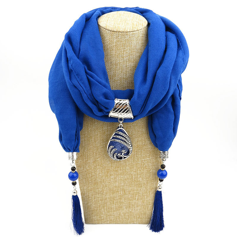 Ethnic Style Peacock Pendant Gem Tassel Scarf Shawl Autumn And Winter Women's Scarf