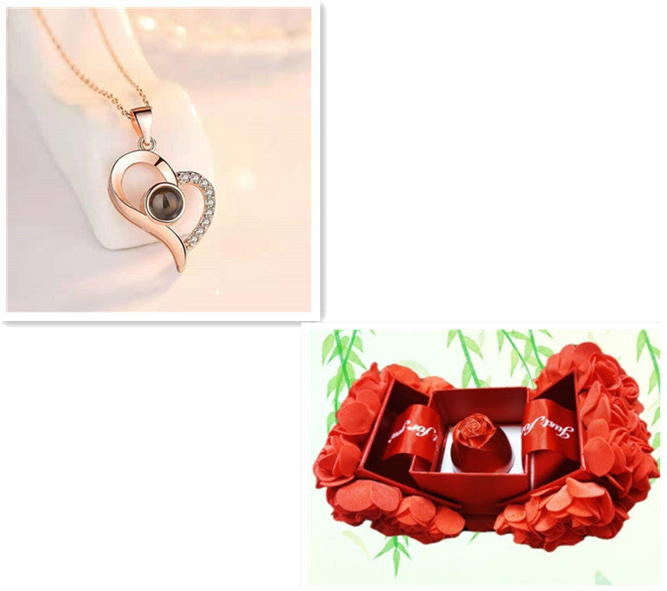 Metal Rose Jewelry Gift Box Necklace for Elegant Gifting