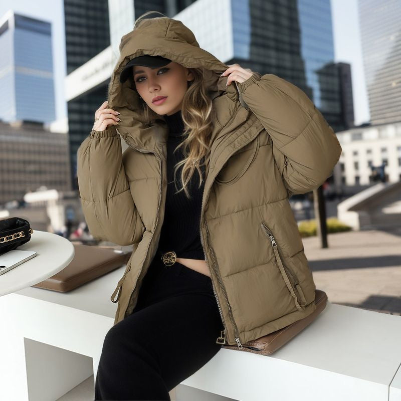 Women Short Hood Cotton-padded Coat