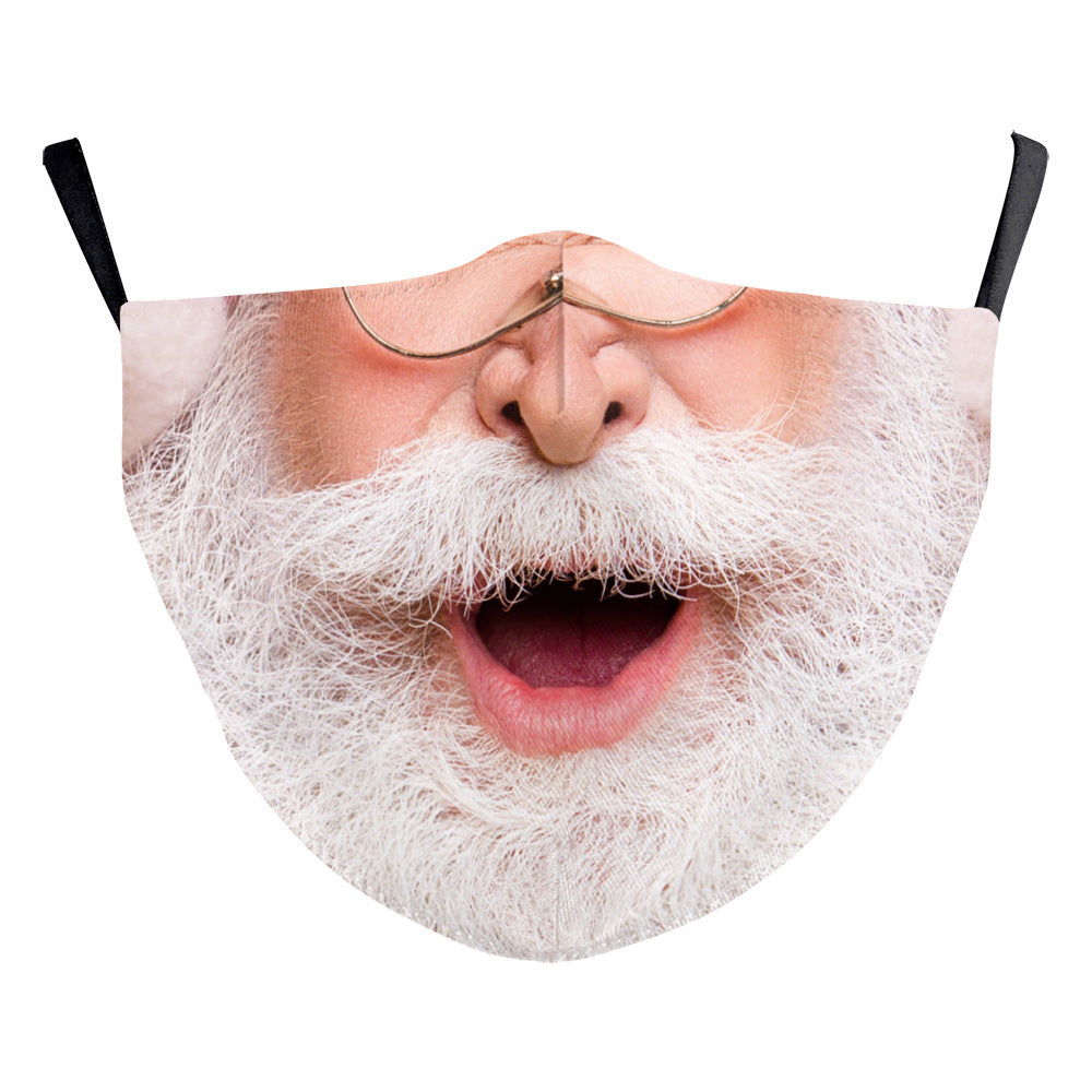 Christmas Beard Digital Printing Face Creative Double-layer Dust Mask