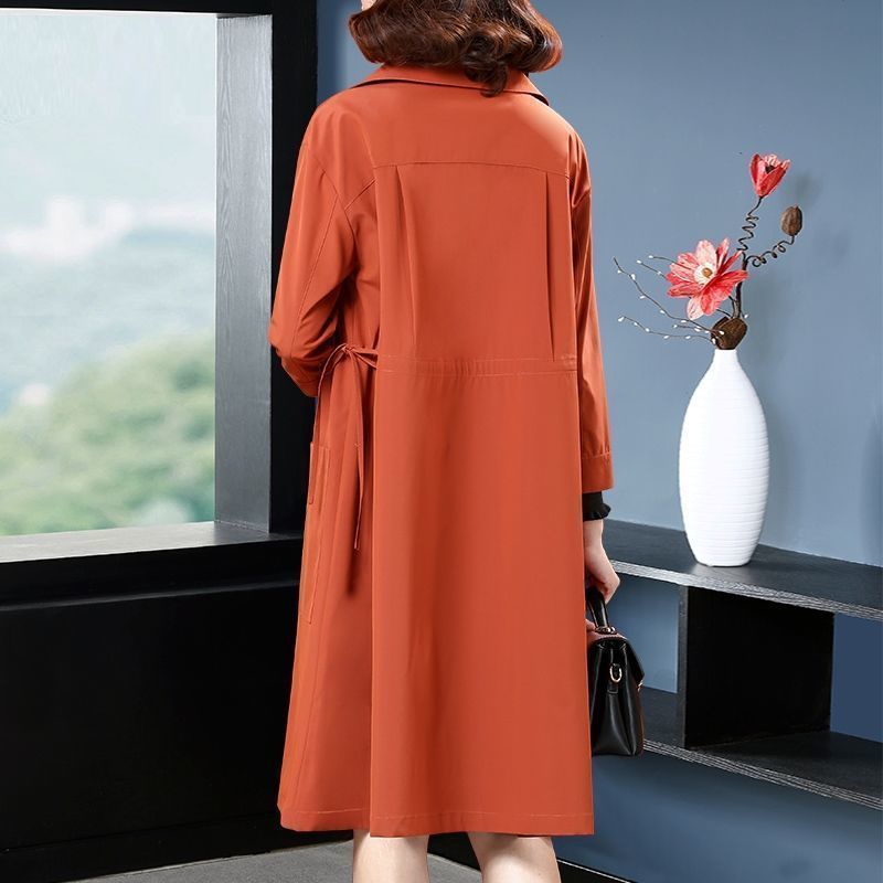 Temperament Western Style Mid-length Below The Knee Plus Size Loose Trench Coat Women