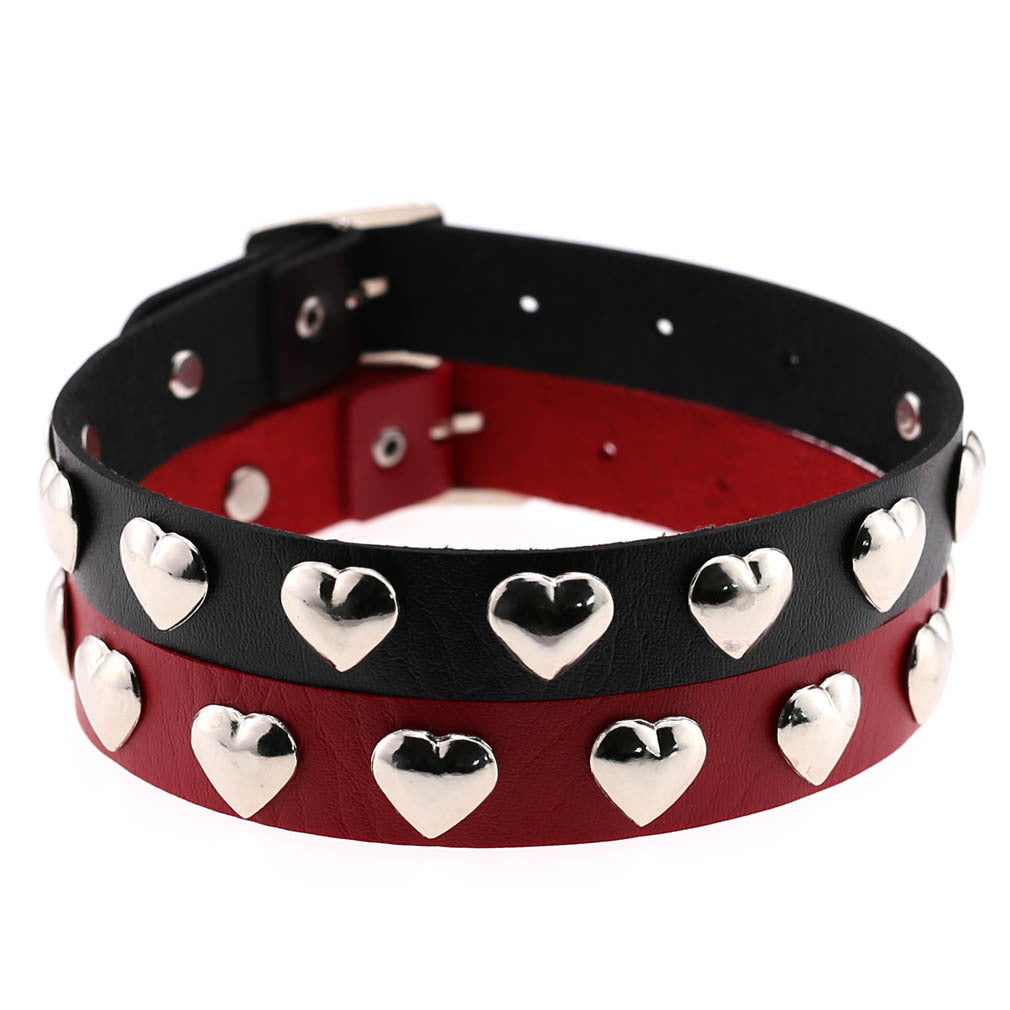 Collana con fibbia ad ardiglione con rivetti a forma di cuore, punk gotico originale Fan New