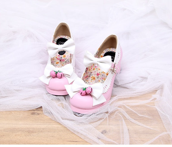 Lolita lolita strawberry bell round head thick with bow women's shoes