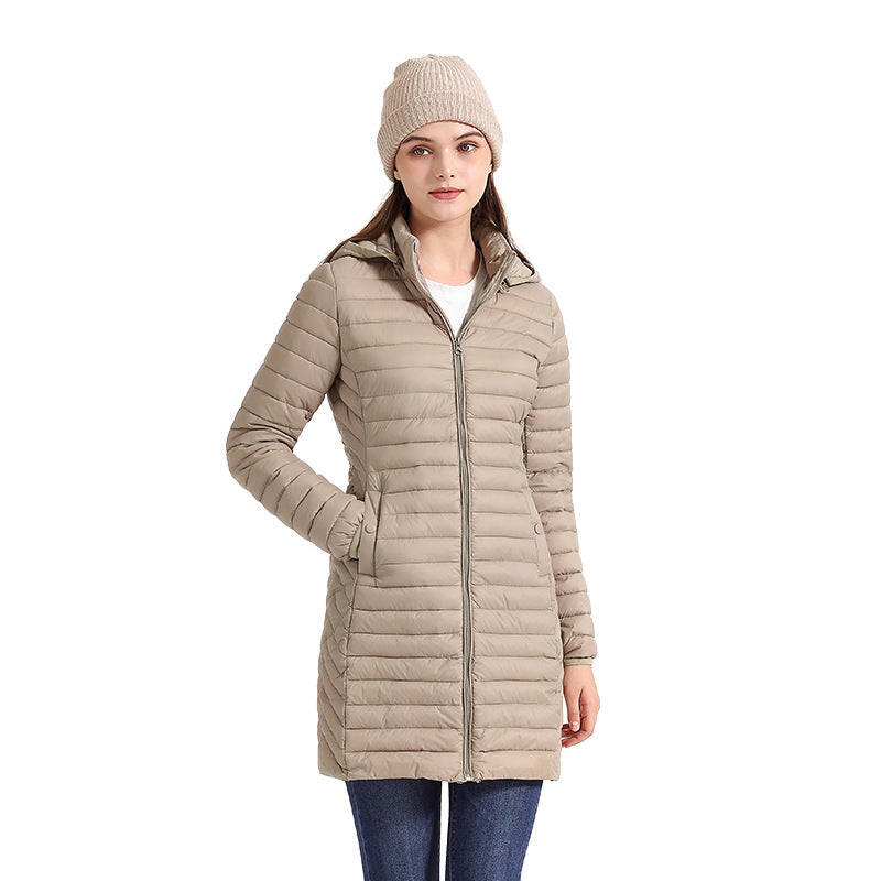 Women Lightweight Mid-length Slim-fit Cotton-padded Jacket