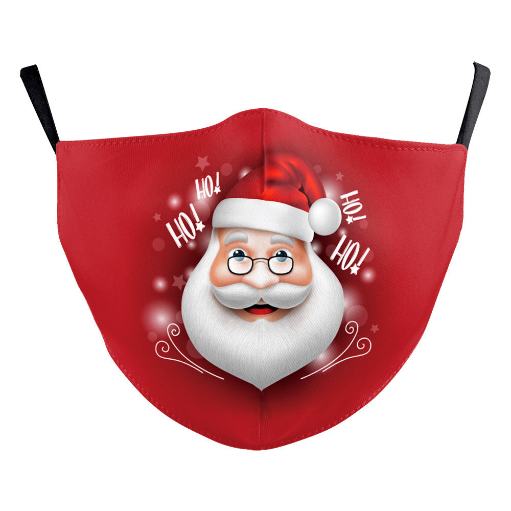 Christmas Beard Digital Printing Double Layer Dustproof Mask