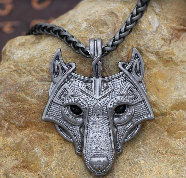 Viking Wolf Head Amulet Pendant Necklace