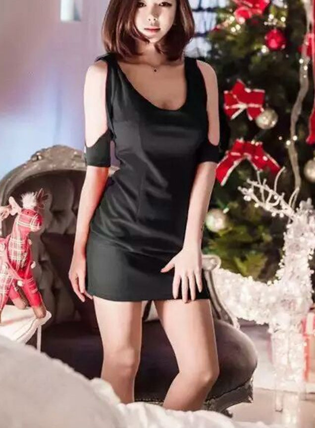 Low Cut Off Shoulder Base Mini Skirt Dress