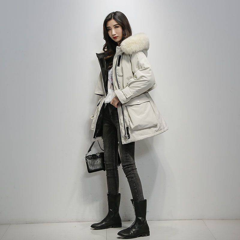 Women Mid-length Down Cotton-padded Jacket Loose Thick Cotton Coat