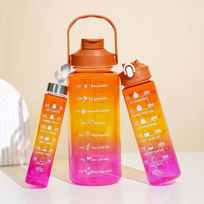 3-in-1 Motivational Water Bottles Set with Gradient Color Design - Mallora Shop
