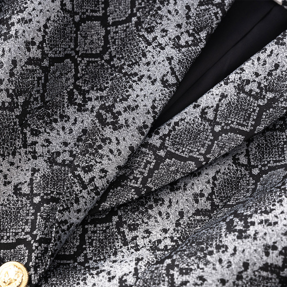 Spring And Autumn Jacquard Leather Pattern Two-button Suit Jacket