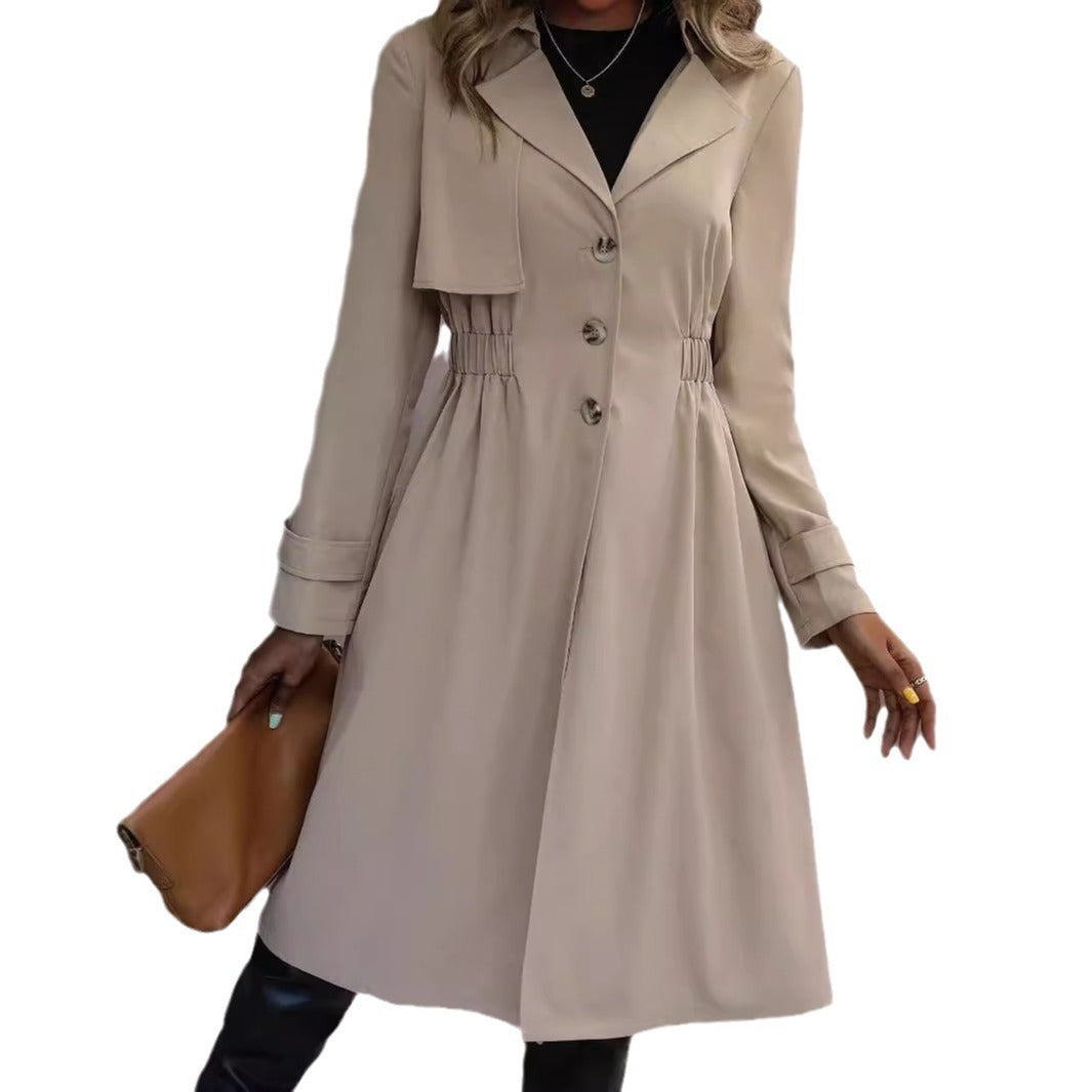 Long Waist Cotton Fashion Jacket Long Sleeve Trench Coat