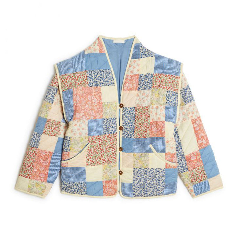 Women Printed Retro Cotton Padded Cardigan