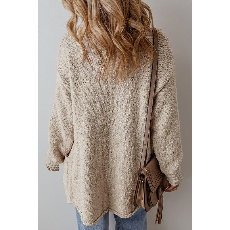 European And American Leisure Versatile Mid-length Knitted Cardigan Sweater