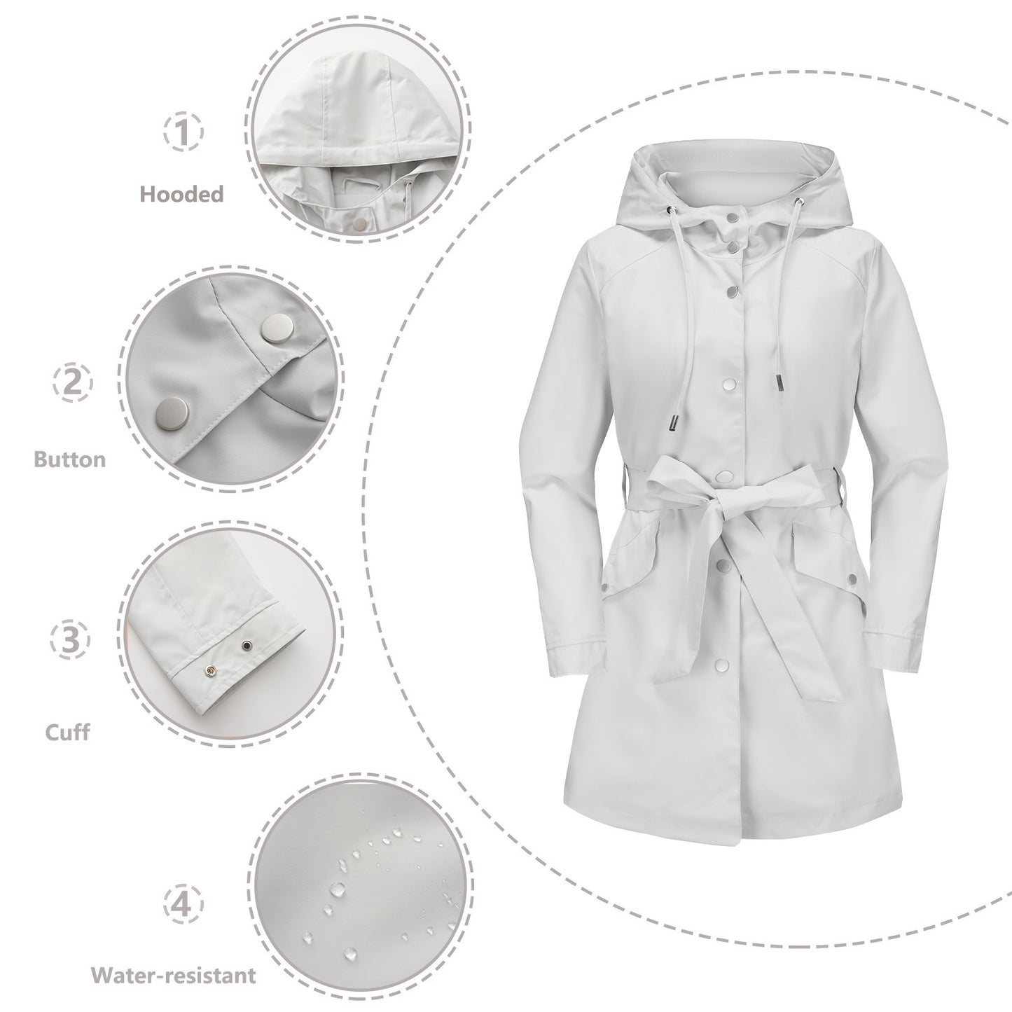 Spring And Autumn New Hooded Waterproof Coat Containing Belt Thin