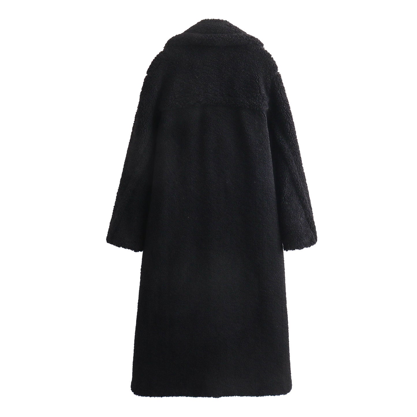 Women Autumn Fleece Double Row Ornament Loose Coat