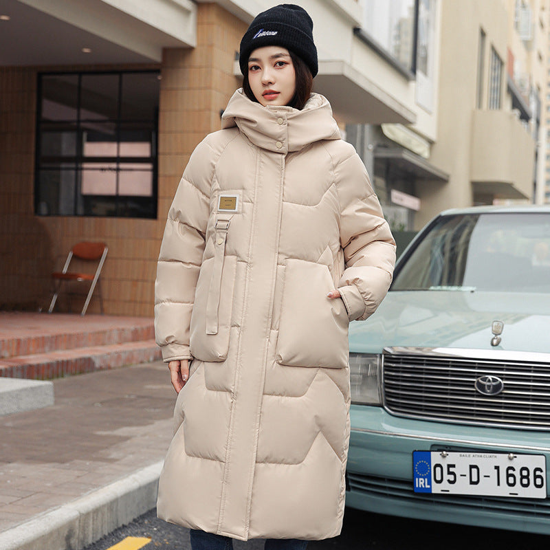 Women Detachable Hat Mid-length Thickened Coat