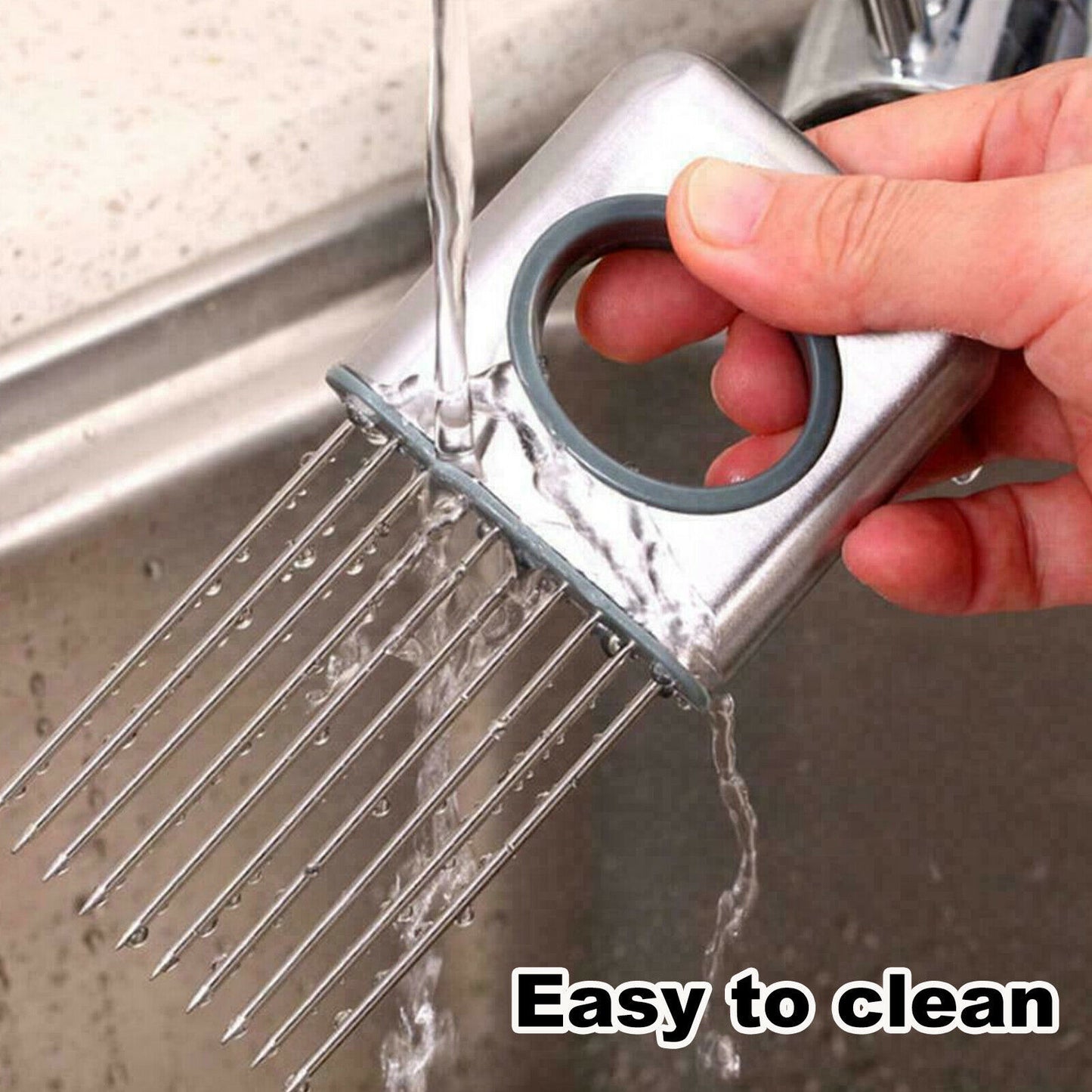 Stainless Steel Onion Holder Slicer - Vegetable Cutter Gadget - Mallora Shop