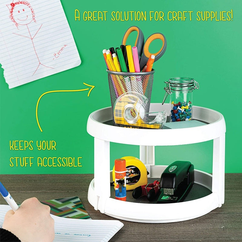 Two Level Storage Turntable - Multi Level Rotary Kitchen Spice Manager