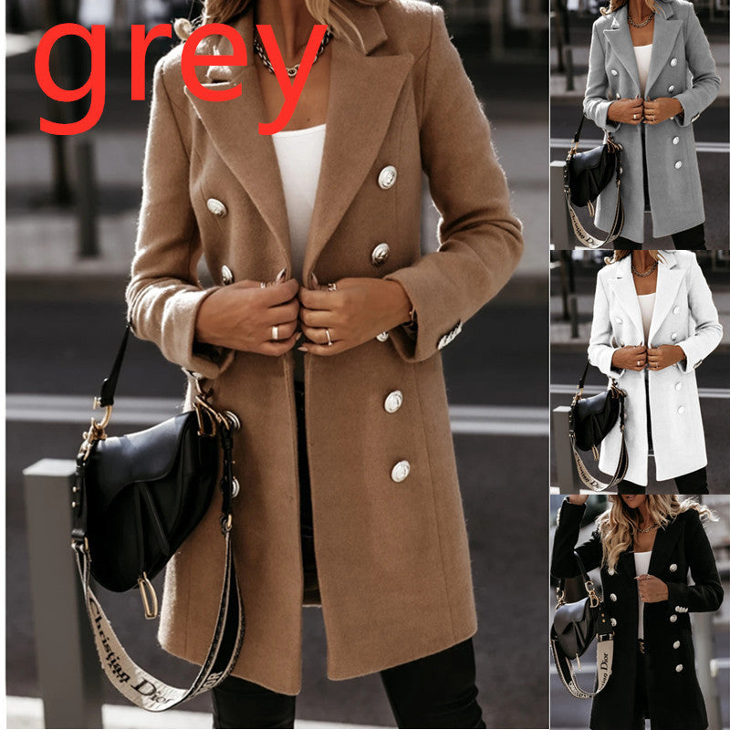 Long-sleeved Suit Collar Double-breasted Coat Coat Women