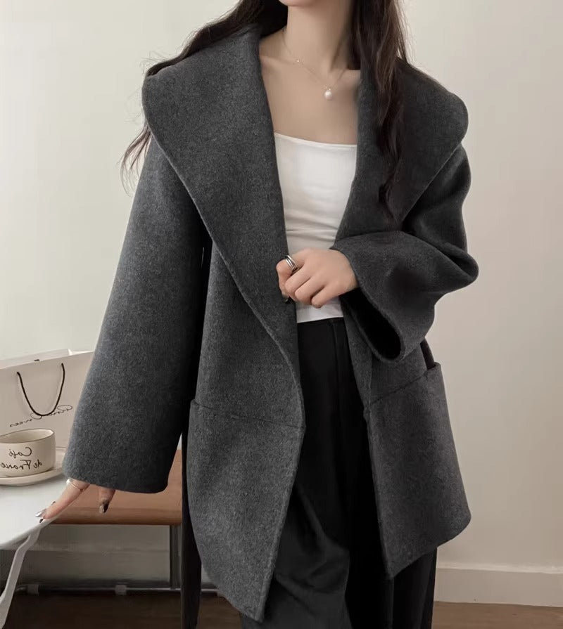 Women Autumn And Winter Double-faced Woolen Cashmere Coat