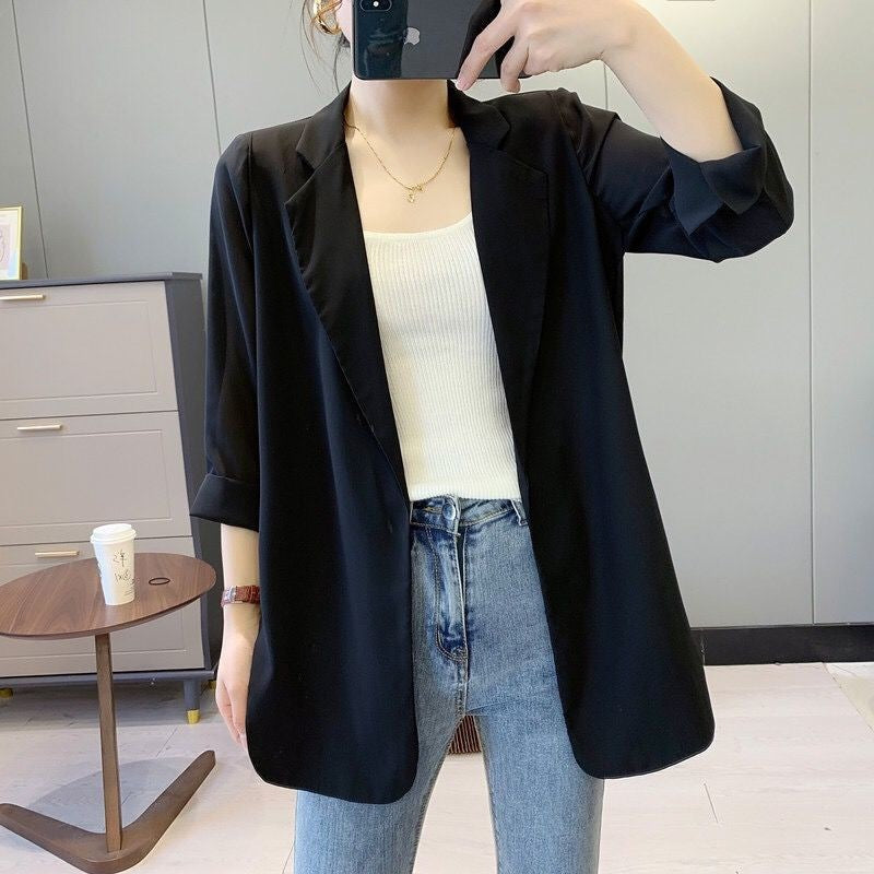 WomenLoose Sunscreen Clothes Mid-length Air Conditioning Cardigan Chiffon Small Suit Jacket