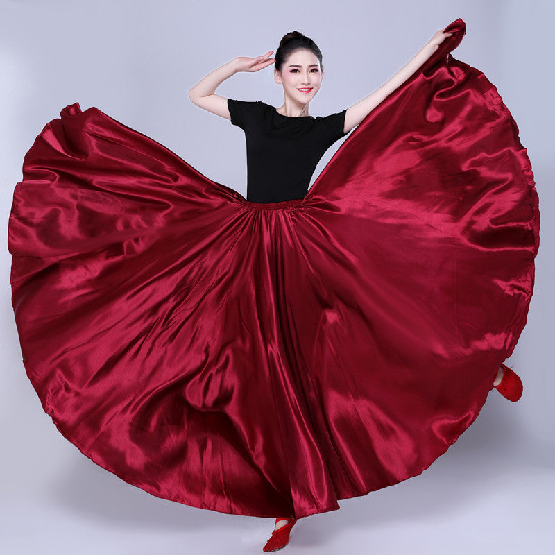 Simple Solid Color Performance Skirt With Large Swing