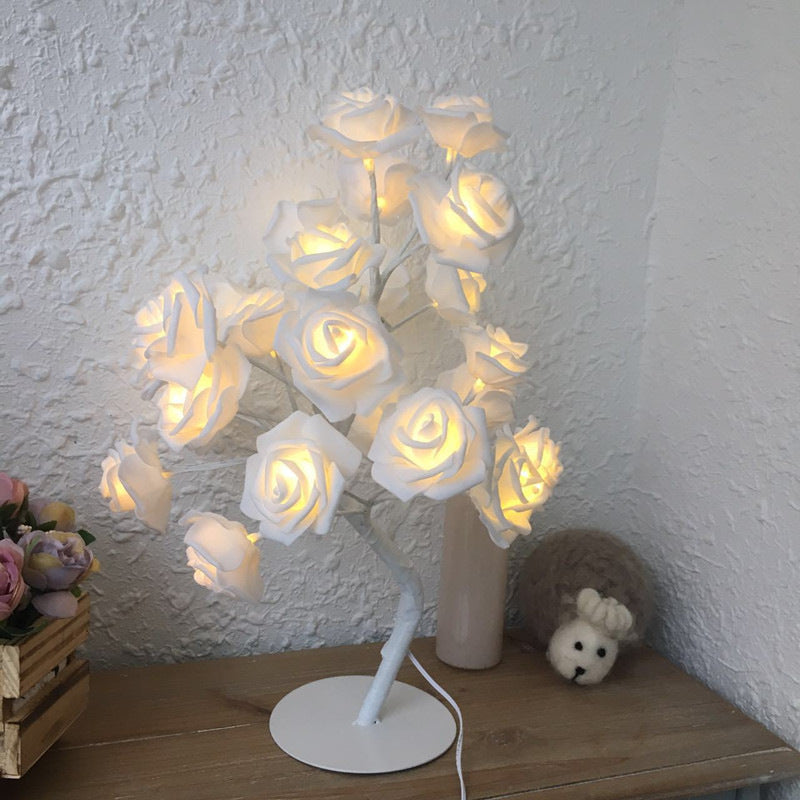 Rose Flower Lamp USB Battery Operated LED Table Lamp Bonsai Tree Night Lights Garland Bedroom Decoration Lights Home Decor