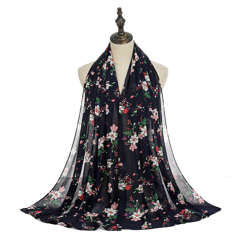 Breathable New Chiffon Floral Print Headscarf