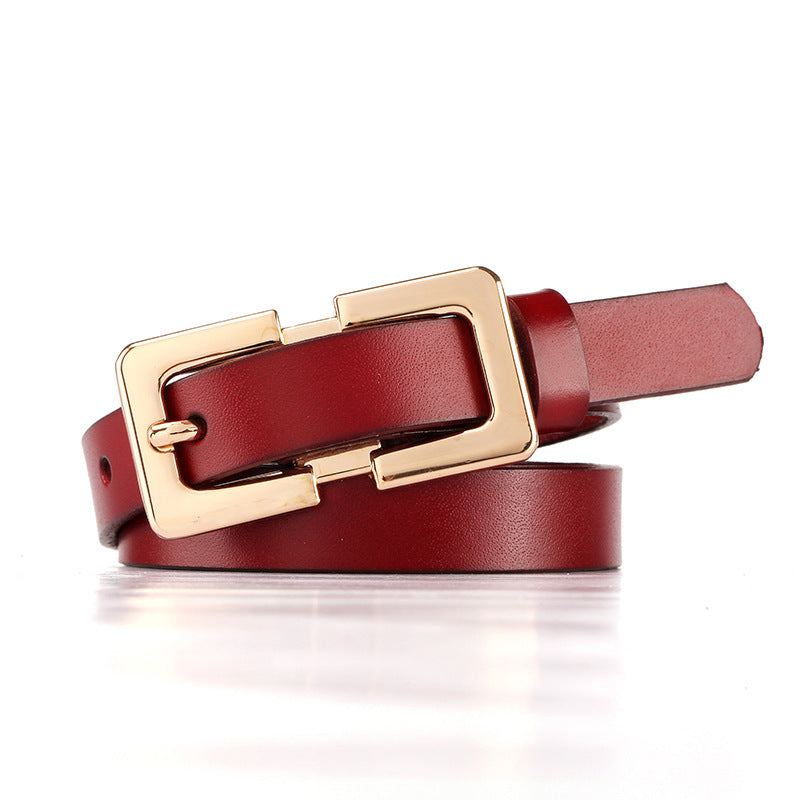 Retro Ladies Cowhide Leather Pin Buckle Belt Thin Simple Wild Belt Women Decoration Green Wholesale