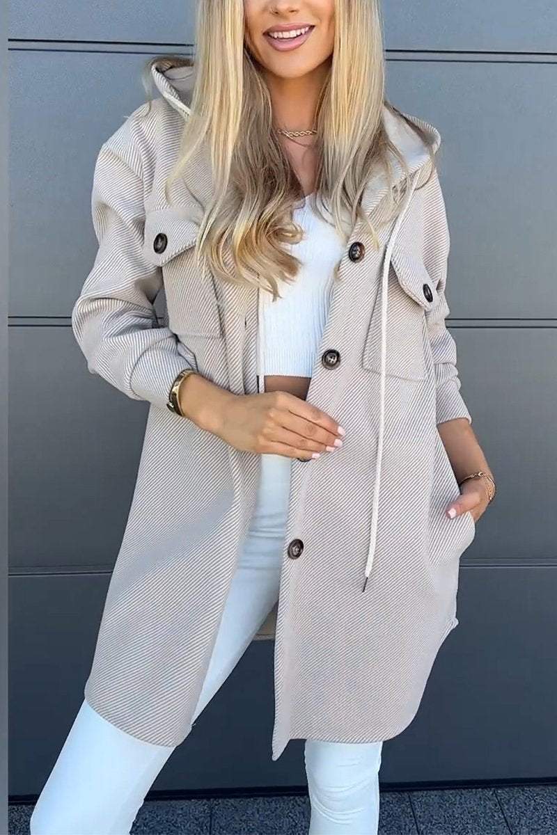 Autumn And Winter Leisure Hooded Pocket Long Sleeve Twill Jacket