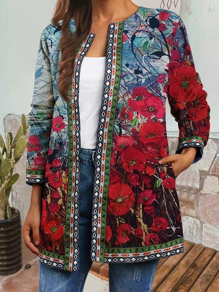 Retro Long Sleeve Coat Jacket Cardigan