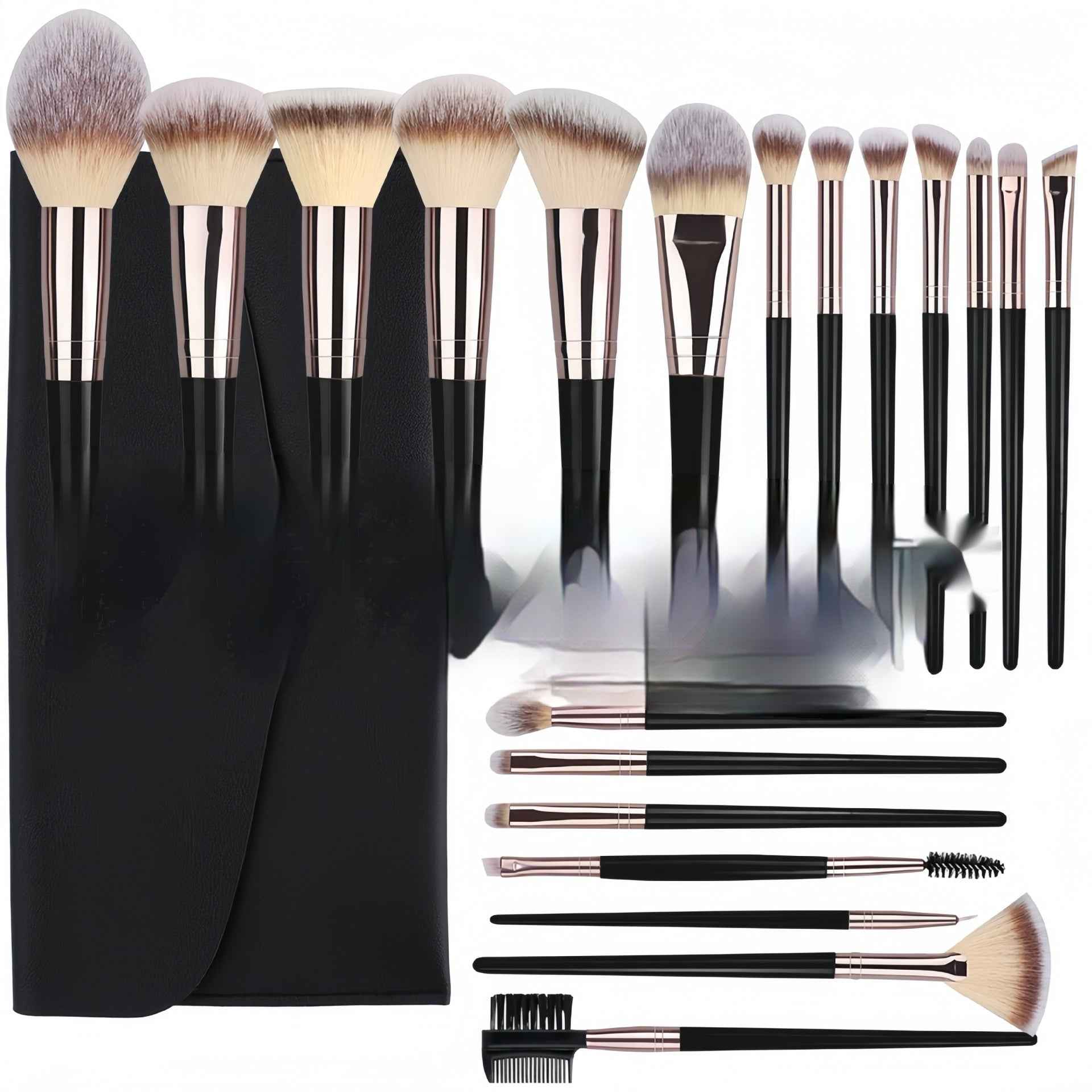 Black Makeup Brush Set Foundation Eyeshadow Highlight