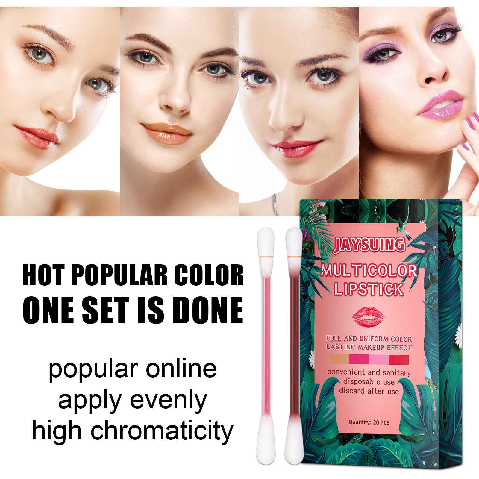 Cotton Swab Lipstick Durable Matte Portable Non Fading Lip Glaze Lipstick