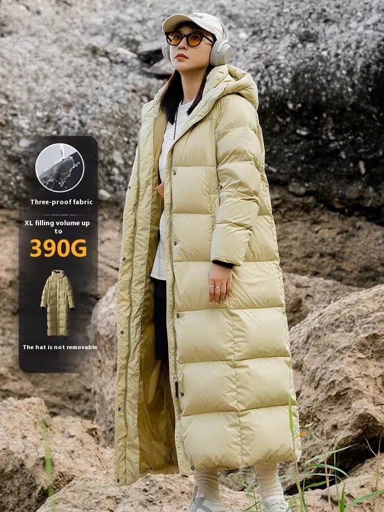 Thickened Extra Long Down Jacket Women's Over-the-knee Long Warm Jacket