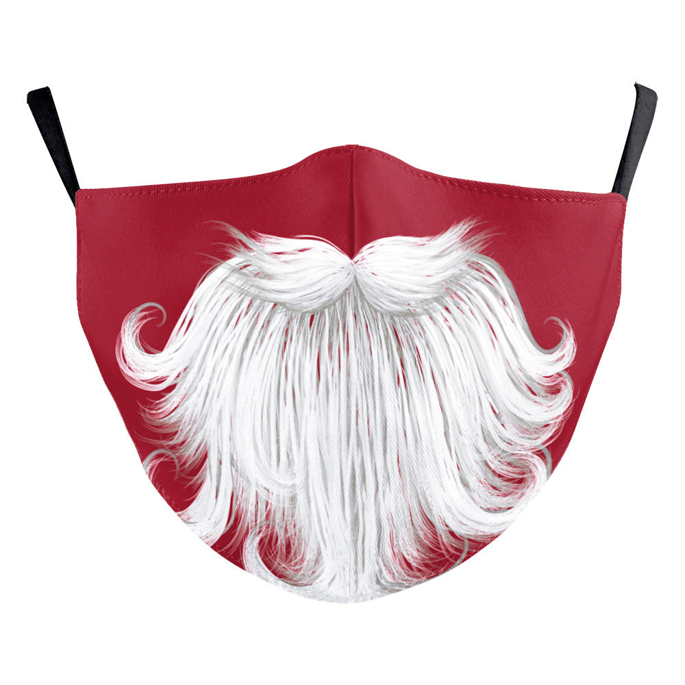 Christmas Beard Digital Printing Double Layer Dustproof Mask