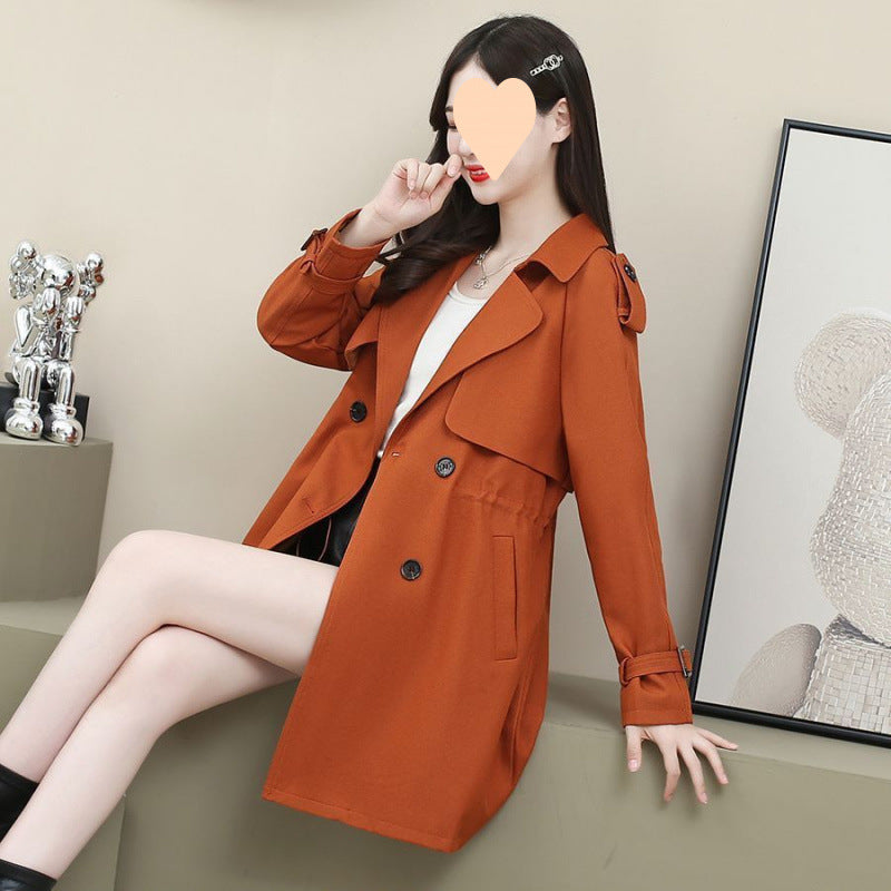 Women's Loose Mid-length Coat Waist Trimming Coat