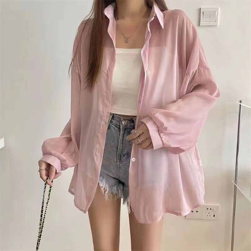 Women Pearl Yarn Thin Long-sleeved Jacket