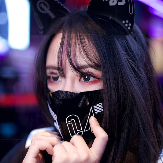 Punk Mask Cat Ears Headband Function Two-dimensional Sci-fi Machinery