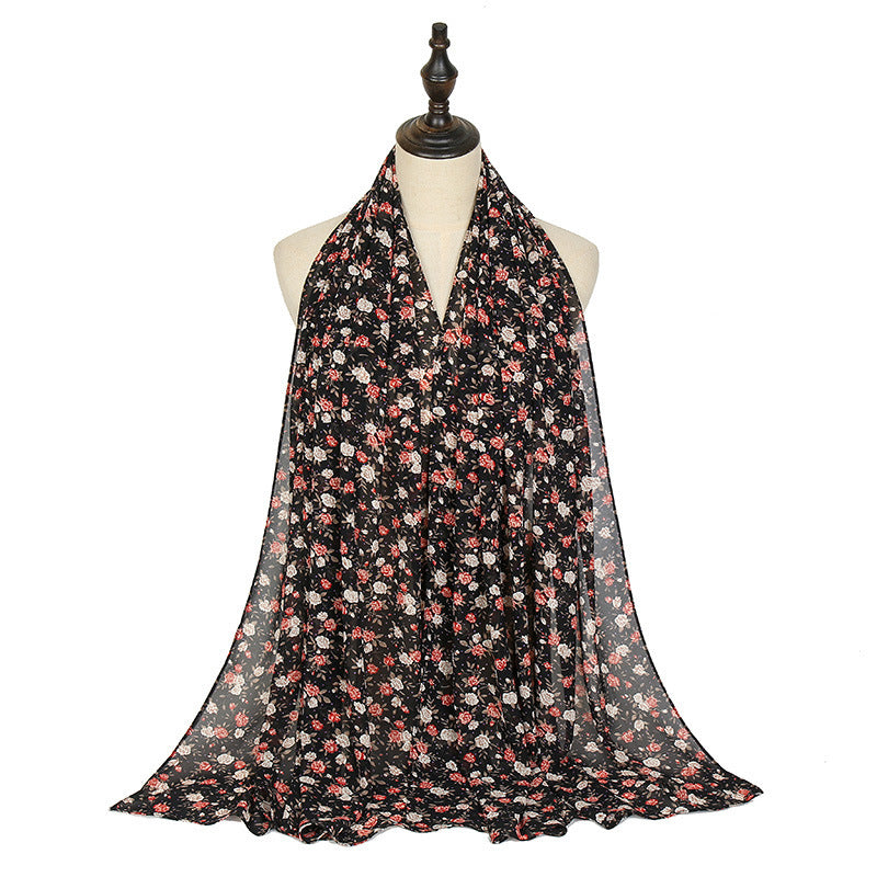 Breathable New Chiffon Floral Print Headscarf