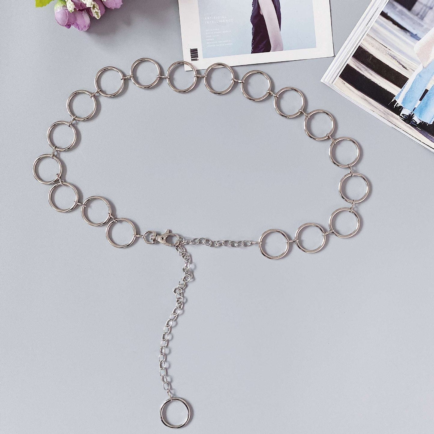 Metal love circle waist chain