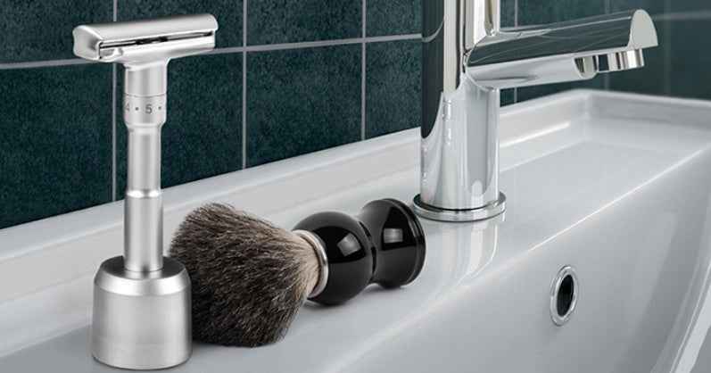 Black men's shaving foam brush