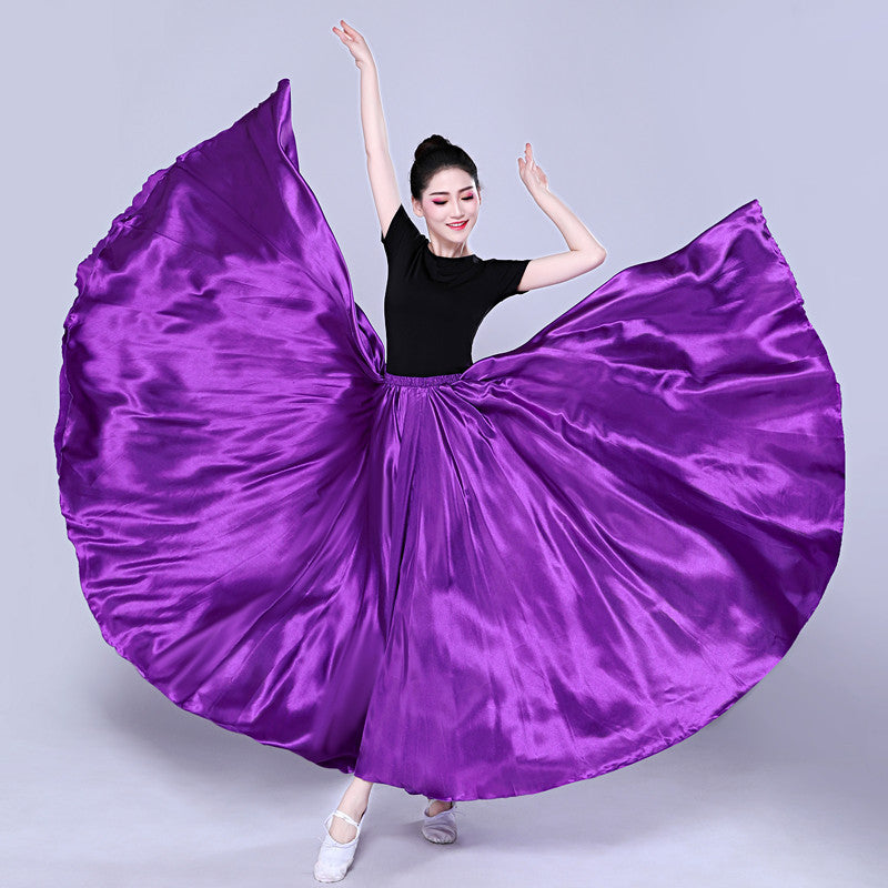 Simple Solid Color Performance Skirt With Large Swing