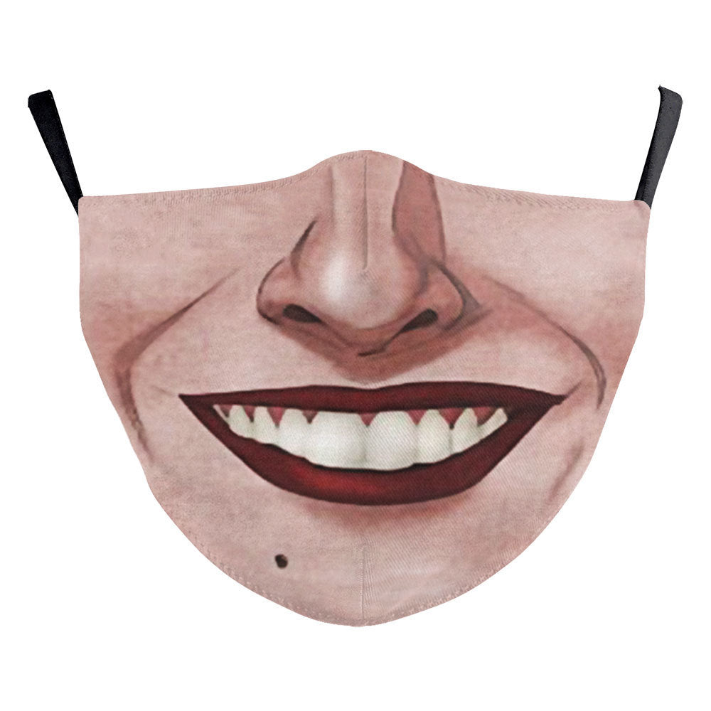 Digital Printing Halloween Funny Face Skull Double-layer Mask