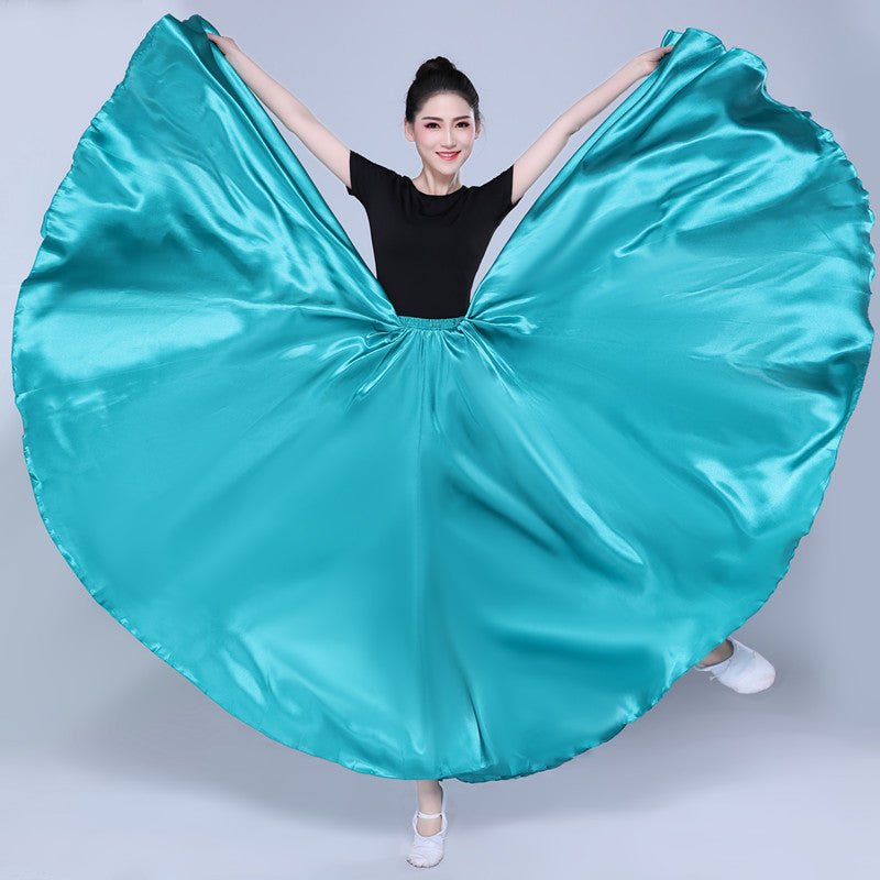 Simple Solid Color Performance Skirt With Large Swing