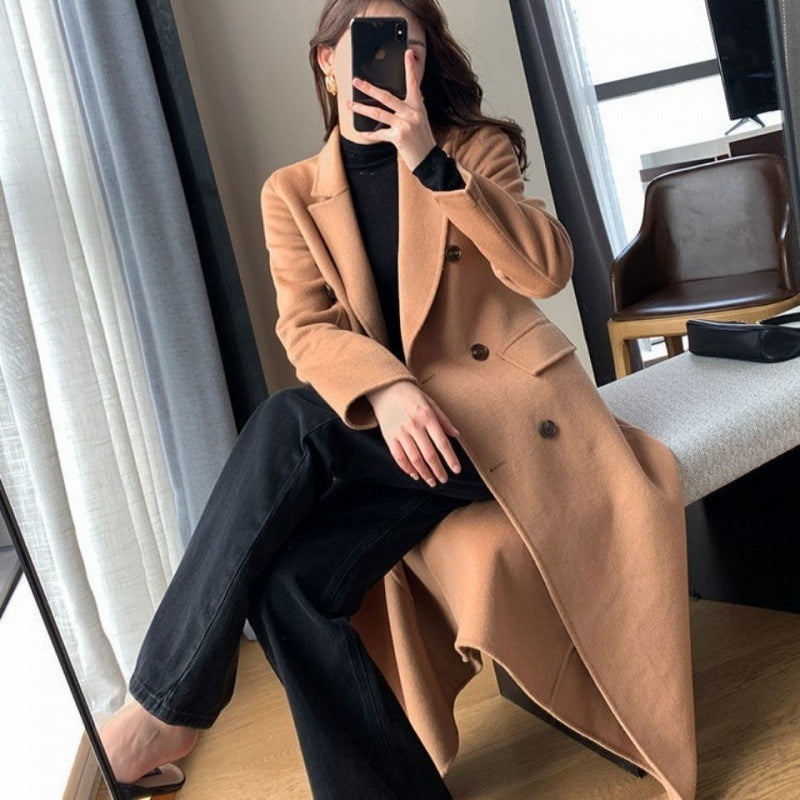 Women Loose Slim Fit Woolen Coat Mid-length Woolen Coat