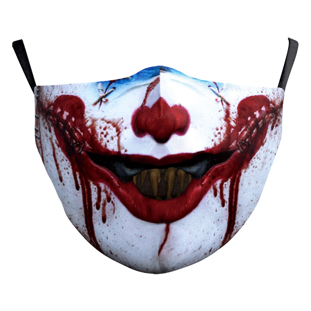 Digital Printing Ghost Face Wansheng Clown Funny Double-layer Dust Mask