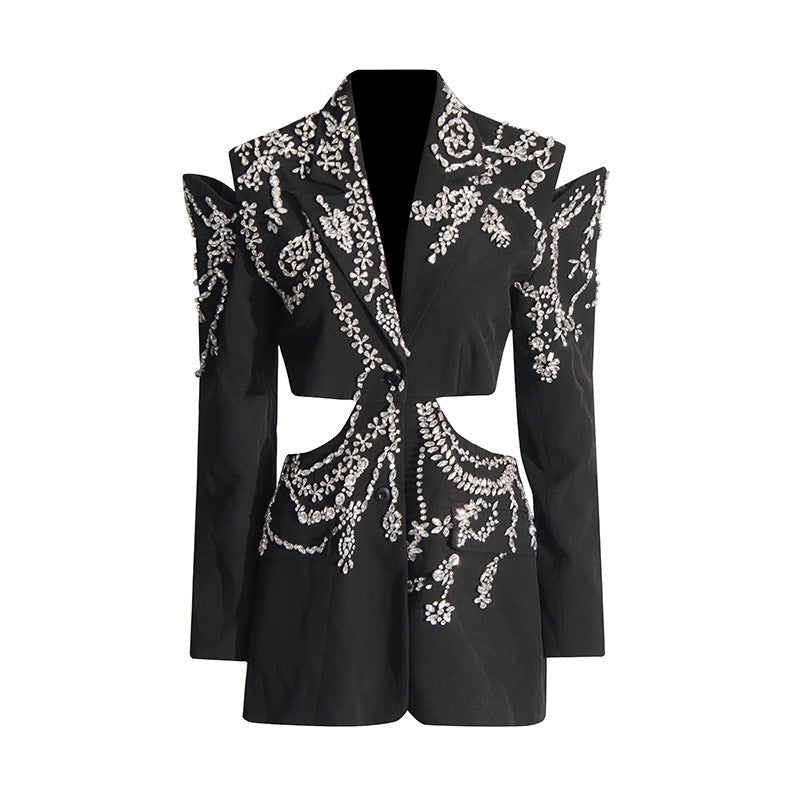 Female High-end Nail Drill Backless Hollow Out Jacket