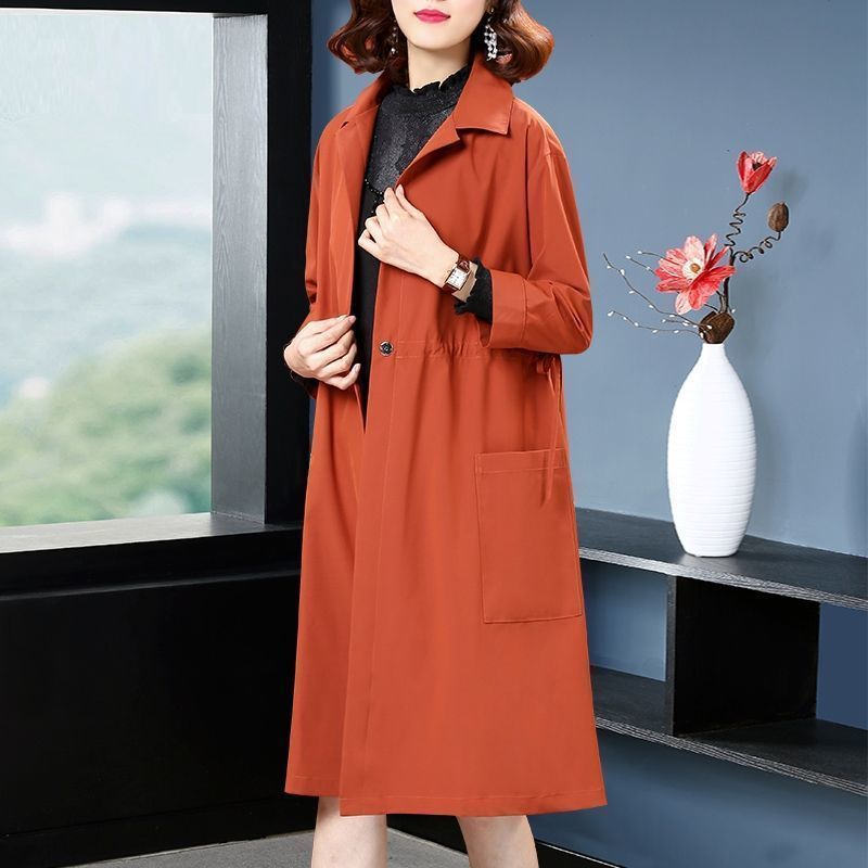 Temperament Western Style Mid-length Below The Knee Plus Size Loose Trench Coat Women