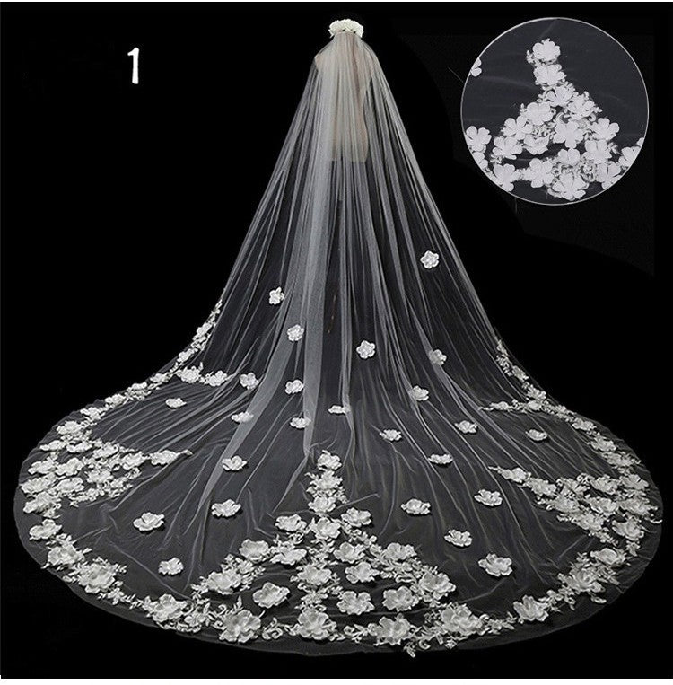 Bridal Wedding Long Tail Luxury Fairy Wedding Veil